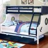 Blue Twin Full Bunk Bed with Trundle - kidsroom.vip