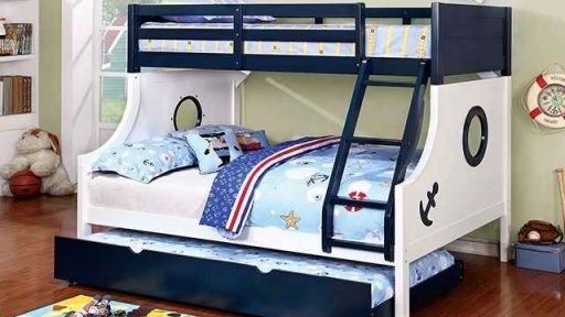 “Buddy The Sailor” Blue Twin Full Bunk Bed with Trundle