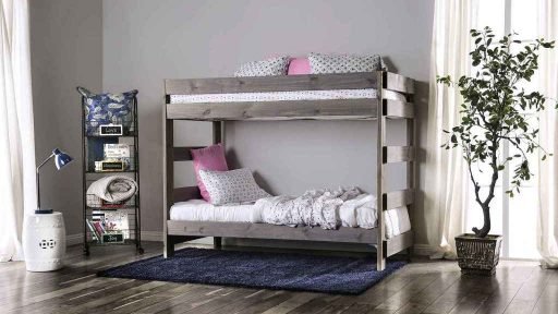 “Kensington Tractor” Farmhouse Grey Twin Over Twin Bunk Bed