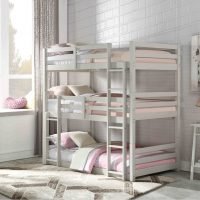 Light Grey twin Triple Decker Bunk Bed- kidsroom.vip