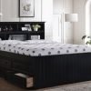 Black Full Size Captains Bed with Storage Drawers- kidsroom.vip