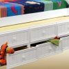 Full Size white beadboard Captains Bed with Storage Drawers- kidsroom.vip