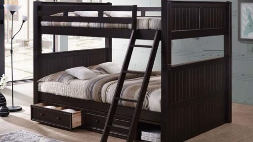 Queen over Queen Bunk Bed with Storage | Espresso Color- kidsroom.vip