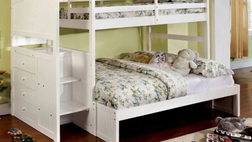 “Sami Seal” White Bunk Bed Collection With Trundle