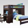 Espresso Twin Loft Bed With Desk- kidsroom.vip