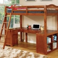 KidsRoom oak Twin Loft Bed Workstation- kidsroom.vip