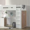 Twin loft bunk bed with desk, stairs, and wide storage-kidsroom.vip