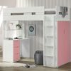 Twin loft bunk bed with desk, stairs, and wide storage- kidsroom.vip