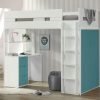 Twin loft bunk bed with desk, stairs, and wide storage-kidsroom.vip