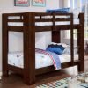 Brown twin over twin bunk bed with storage- kidsroom.vip