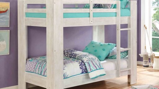 “Cool Kids” Modern Twin over Twin Bunk Bed with Ladder – 4 Colors