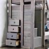 Grey twin bunk beds with Stairs and Drawer storage - kidsroom.vip