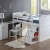 White Junior Loft Bed with study desk- kidsroom.vip