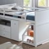 White Junior Loft Bed with study desk- kidsroom.vip