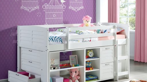 “My First Loft Bed” White Twin Loft Bed Set