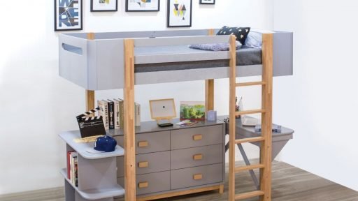 “A Piece of Scandinavia” Contemporary Gray & Natural Loft Bed