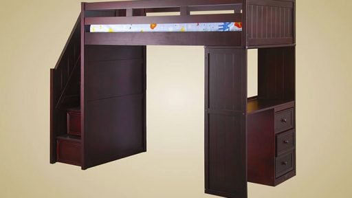 “Debbie Diamonds” Twin Loft Bed w/Step Drawers & Desk – 3 Colors
